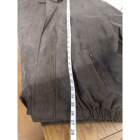 Aberdeen Collection Mens Suede Bomber Jacket Size L Zipper Pockets Brown - Picture 2 of 15